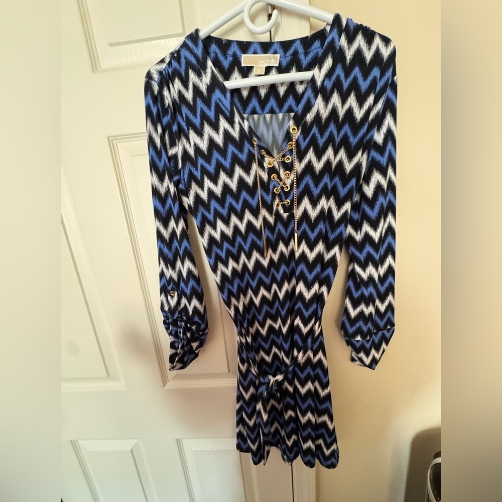 MICHAEL Michael Kors Blue and Black Zigzag Dress